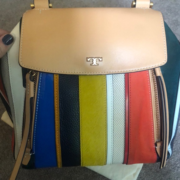 Tory Burch Half-Moon Balloon Stripe Satchel - Picture 6 of 12